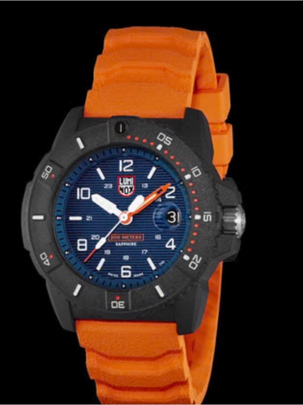 Luminox Navy Blue Dial Orange Strap Tactical mens Watch